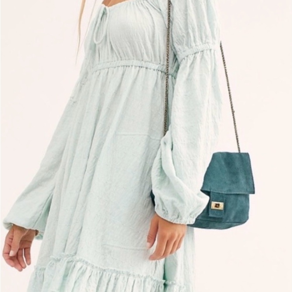NWT Free People Lowry Mini Dress, Blue, Large